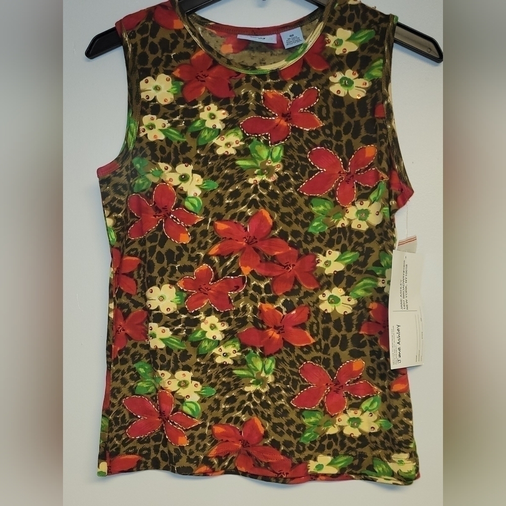 JANE Ashley New women's sleeveless floral top sz  medium